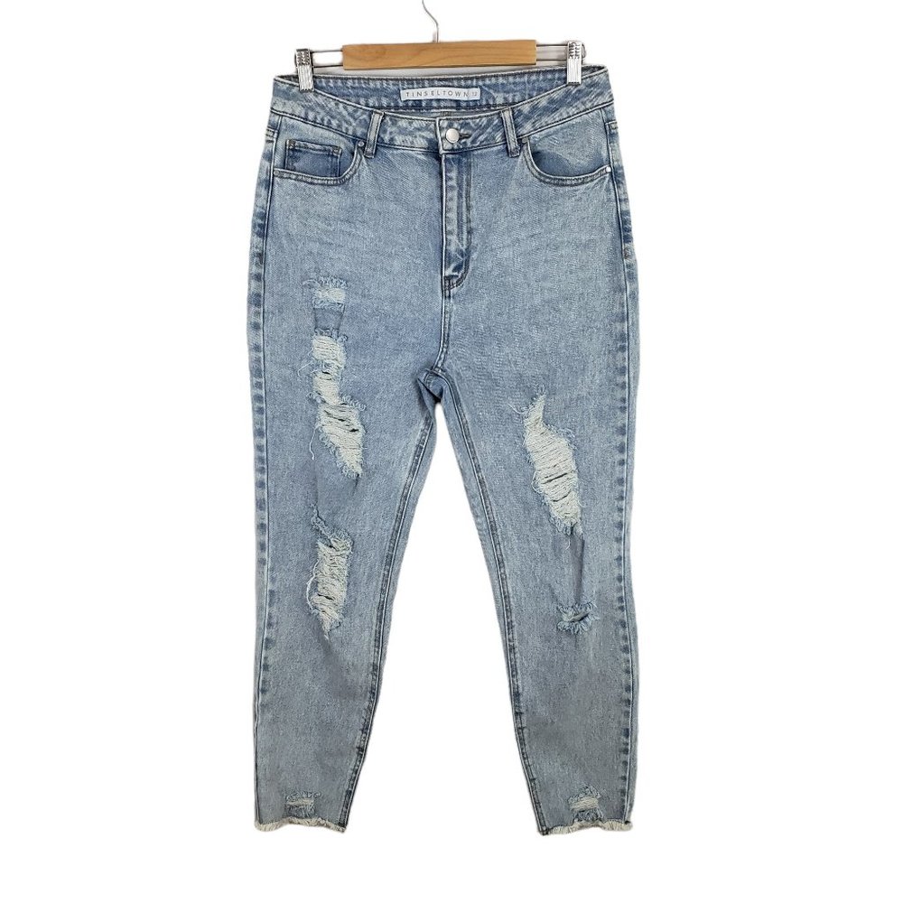 Tinseltown Light-wash Distressed High-rise Skinny Jeans Size 13
